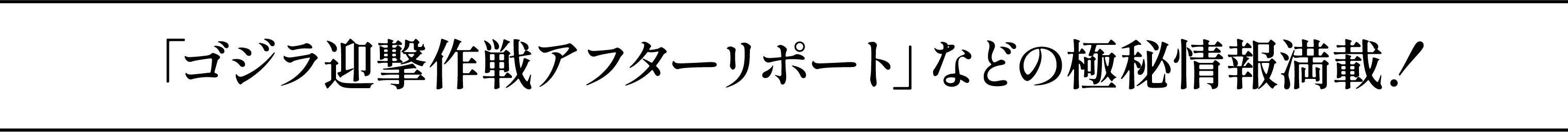 「ゴジラ迎撃作戦アフターリポート」などの極秘情報満載！